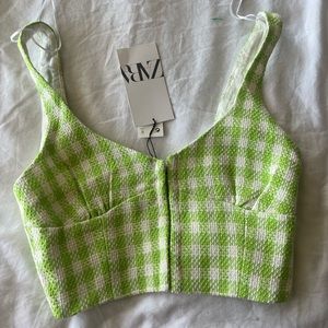 Green gingham Zara crop top